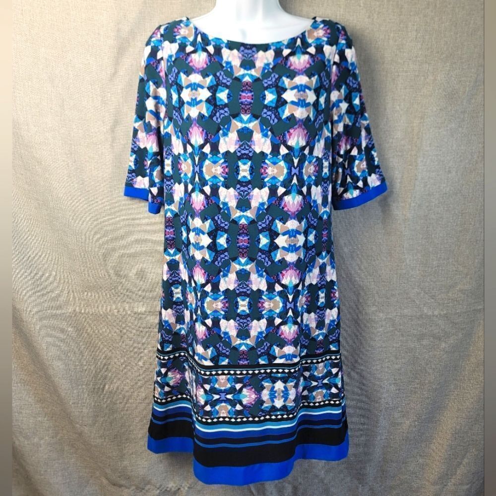 ELIZA J Geometric Half Sleeve Dress